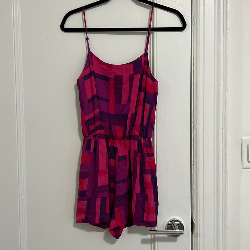 Alice + Olivia mod print silk romper